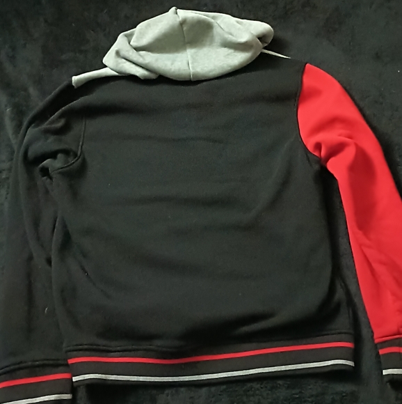 Y2K Akademiks Long Sleeve Hoodie Gray/Black/Red - Picture 3 of 4